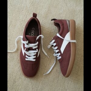 Women's Burgundy and White Sneakers NEW